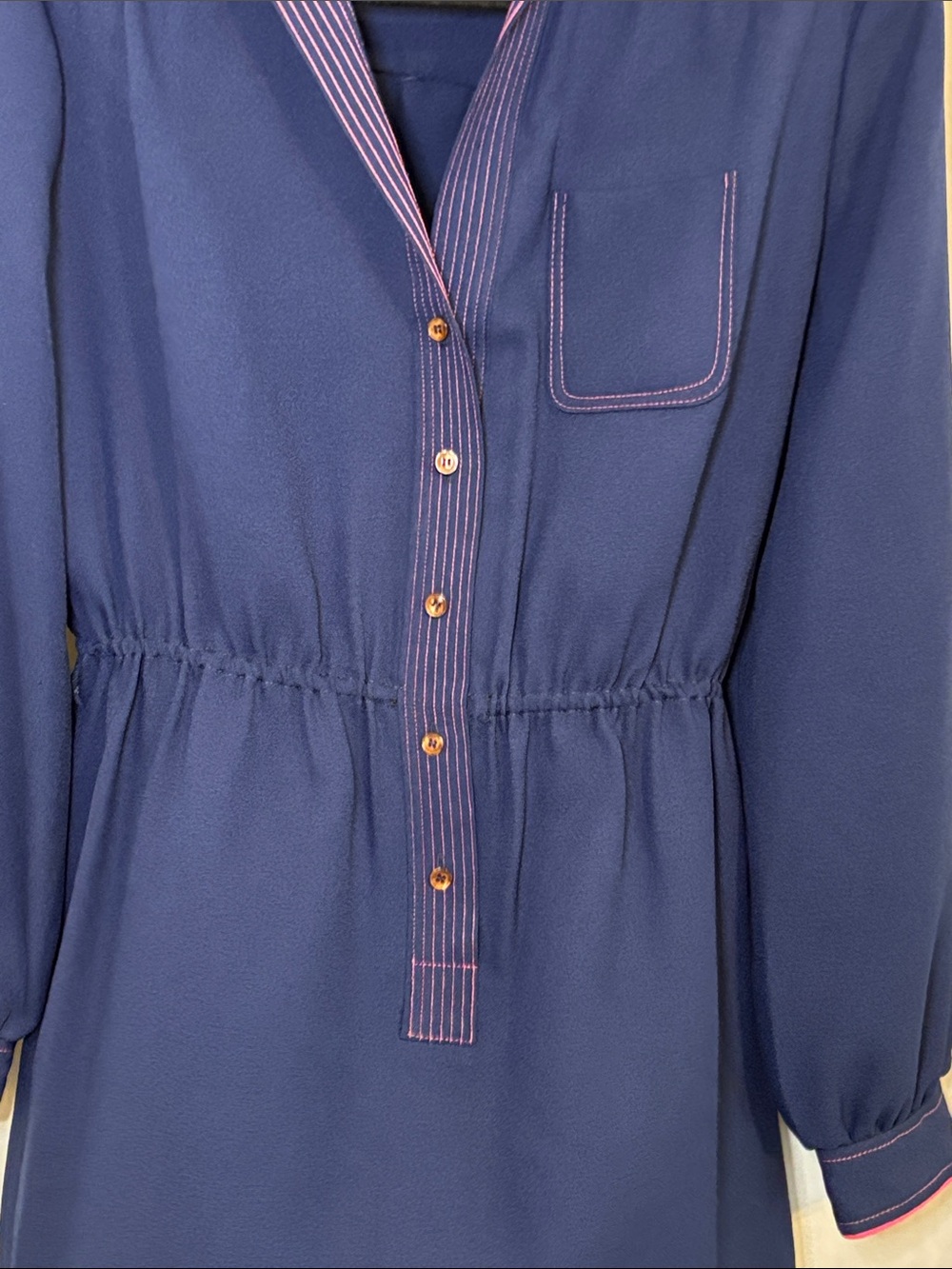 Schrader Sport Vintage 1970s Blue Button Front Dress - Picture 3 of 6